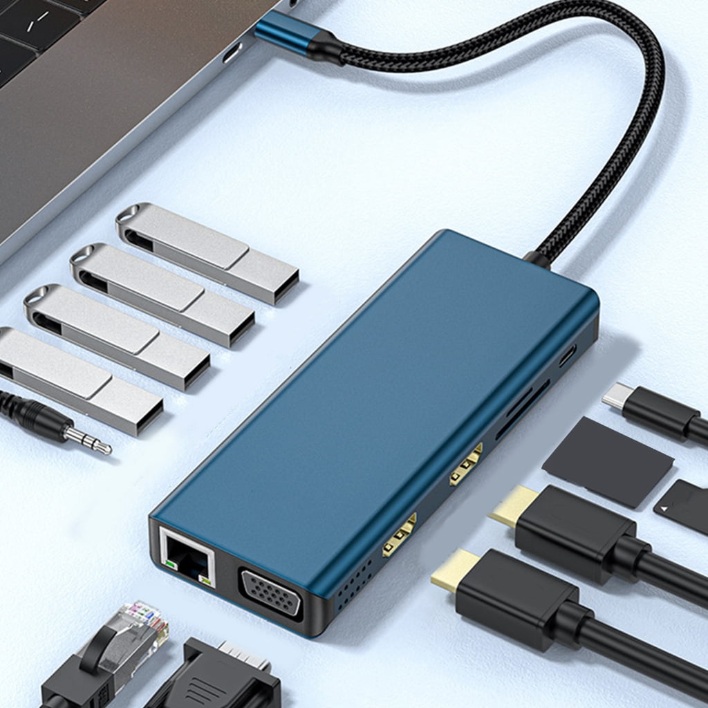 Docking Station 12 in 1 Laptop USB C Docking Station Double Monitors USB C Adapter with VGA 4 USB3.0 Adapter USB C Dock