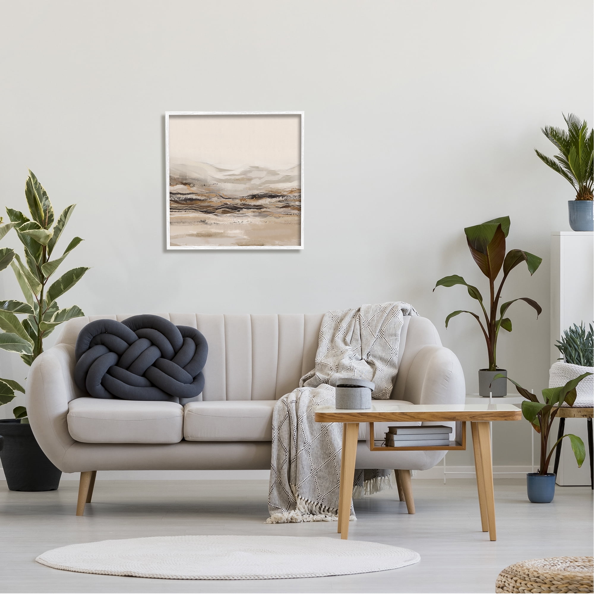 Stupell Industries Abstract Mountains Landscape Nature Painting White Framed Art Print Wall Art, 24 x 24