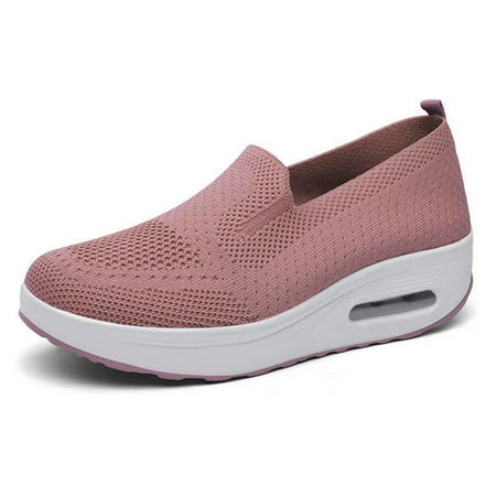 

Yoslce Platform Sneakers Women Breathable Mesh Shoes Thick Bottom Air Cushion Soft Sports Rocking Shoes Pink 37