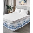 thumbnail image 4 of Blue Gray White Bed Skirt Queen Size, Modern Abstract Mottled Aesthetic Wrap Around Bed Skirting with Adjustable Elastic Strap, Dust Ruffle Pleated Bedskirts 16 Inch Drop for Bedroom Queen Beds, 4 of 9