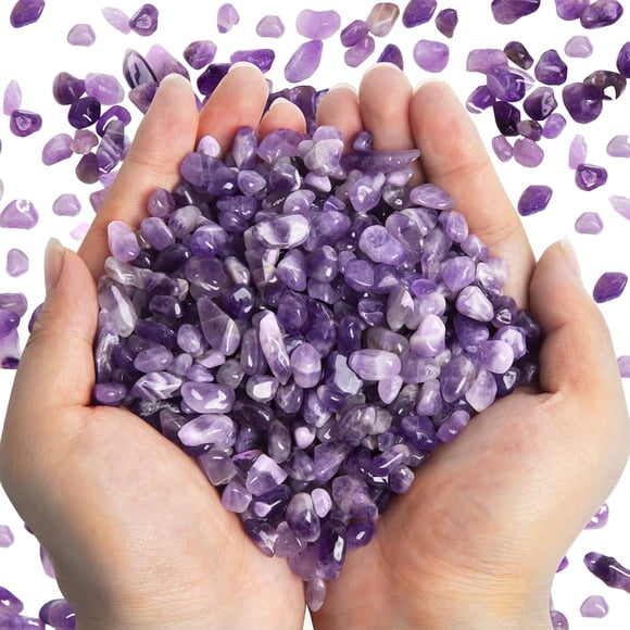 Sinkoo Polished Gem Stones Amethyst Crystals 0.66 Lb/300g Natural Tumbled Stones Chips Bulk for Healing Crystals, Fish Tank Rocks Gravel, Vase Filler, Diy Crafts