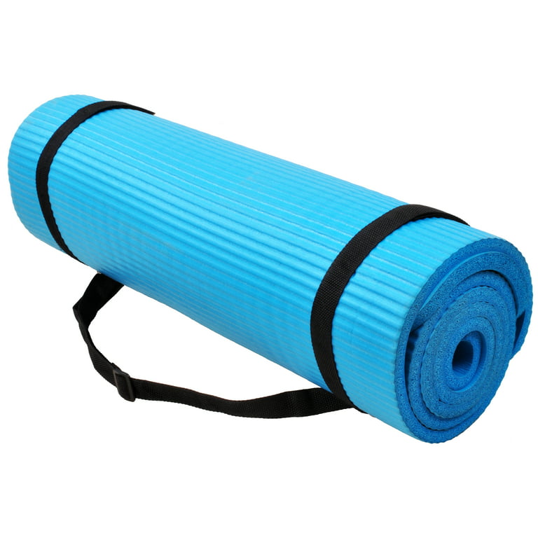 BalanceFrom All-Purpose 1/2-Inch High Density Foam Exercise Yoga Mat  Anti-Tear with Carrying Strap, Black 