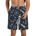 thumbnail image 2 of Uemuo Anchor and Lighthouse Pattern Men's Swim Trunks Hawaiian Beach Bathing Suit Swimsuits Beach Quick-Dry Shorts with Pockets-Small, 2 of 9