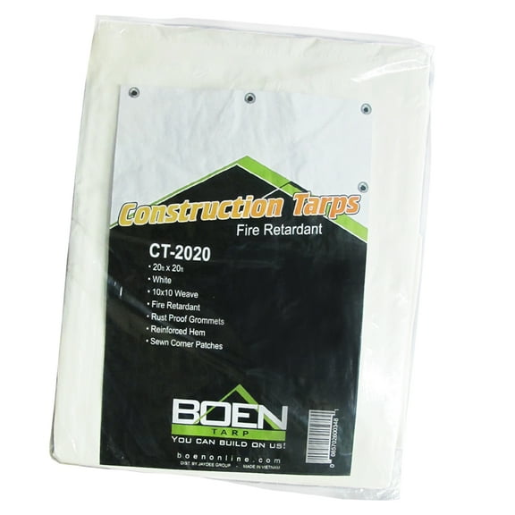 21 ft. x 20 ft. White Fire Retardant Construction Tarp