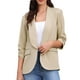 thumbnail image 1 of Blazer de oficina INSPIRE CHIC para mujer con cuello chal, mangas 3/4 arrugadas, blazer de traje elegante, talla XS, color caqui, 1 of 6