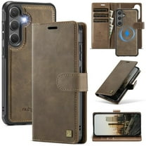 Case For Samsung Galaxy S25 5G / S24 5G 6.7" RFID Blocking Protective Purse Case With Magsafe 3-card Slots Kickstand 2 In 1 Detachabl Flip Shockproof Protective Cover,Brown,For Galaxy S24 /S25 (5G)