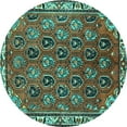 thumbnail image 1 of Ahgly Company Machine Washable Indoor Round Persian Turquoise Blue Traditional Area Rugs, 4' Round, 1 of 4