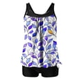 thumbnail image 2 of Tankini Swimsuits for Women Built-in Bra V Neck Floral Print 2 Piece Bathing Suits with Boyshorts Tummy Control Modest Swimwear Flowy Top, 2 of 4