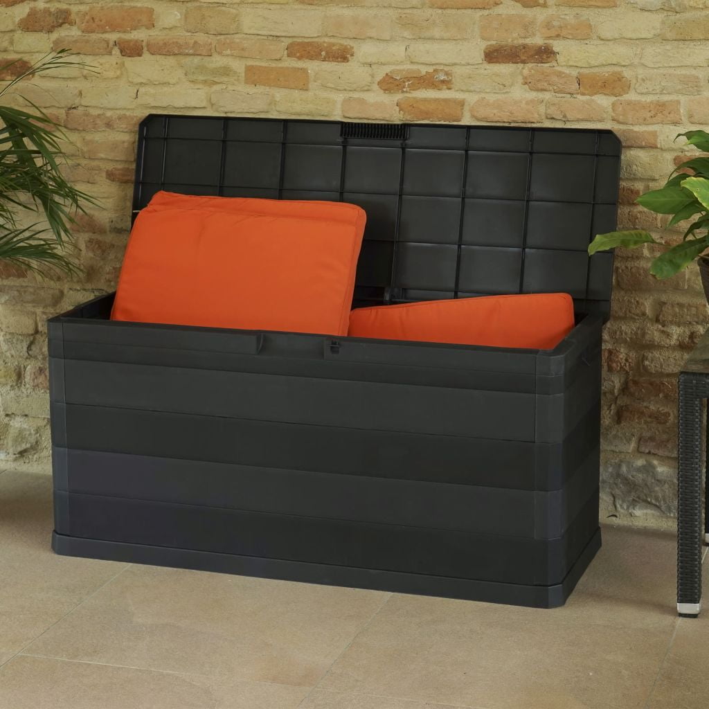 Kepooman Outdoor Patio PP Rectangle Storage Box for Deck Garden, Black Kepooman Outdoor Patio PP Rectangle Storage Box for Deck Garden, Black