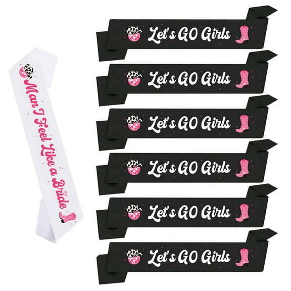 RUISINERY 7pieces Party Sashes Cowgirl Bachelorette Party Decor Shouder Strap for Fun Bride and Girl Night Out Celebrations