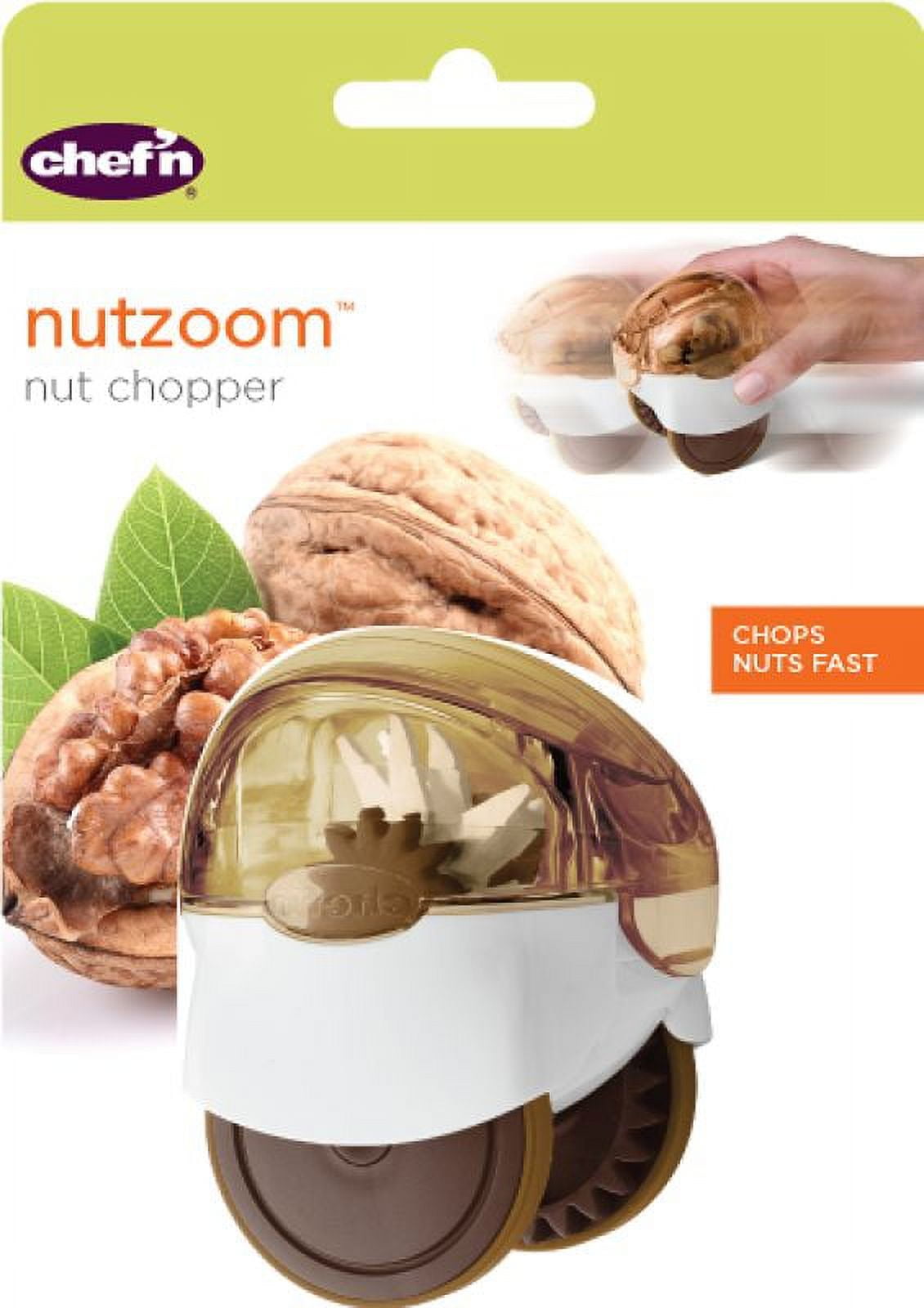 Chef'n Nut Zoom Nut Chopper with Pop Open Top in Brown