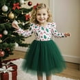thumbnail image 2 of Toddler Christmas Girls Dresses Long Sleeve Party Dress With Cartoon Print Kids Holiday Casual School Clothes Green Size 4-5T, 2 of 8