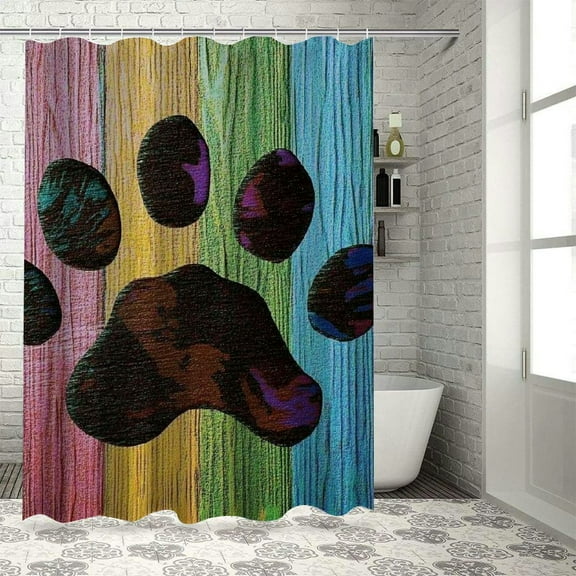Patifu Rainbow Furry Art Chic Modern Bathroom Shower Curtain Set 36"x72