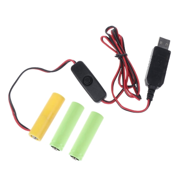USB Adapter Cord Eliminators Cable Replace 4.5V AA Batteries for LED Light Toy Radio with Power Switches