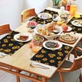 thumbnail image 2 of Black Sunflower Green Leaf Pattern Summer Placemats Table Placemats Set Of 4-Linen Kitchen Washable Placemats Table Mats 11.8"x17.7" Non-Slip Heat Resistant, 2 of 6