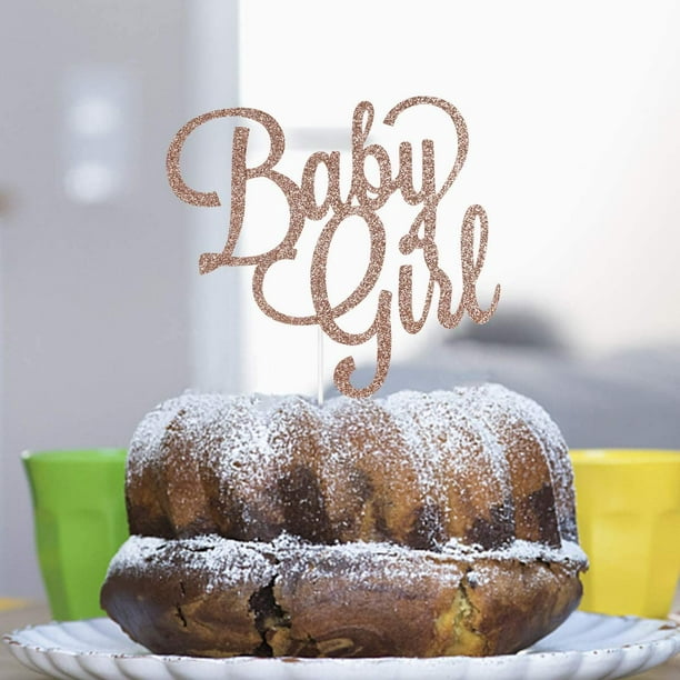Htooq Baby Girl Cake Topper Rose Gold Glitter- Rose Gold Cake Topper Baby Shower, Cake Toppers For Baby Shower Girl, Baby Shower Cake Topper Girl, Swe