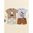 thumbnail image 3 of Little Boys Summer Clothes Outfits Sheep Embroidery 6 12 18 24 Months 2T 3T 4T Short Sleeve Round Neck T-Shirt with Elastic Waist Shorts Sets, 3 of 9