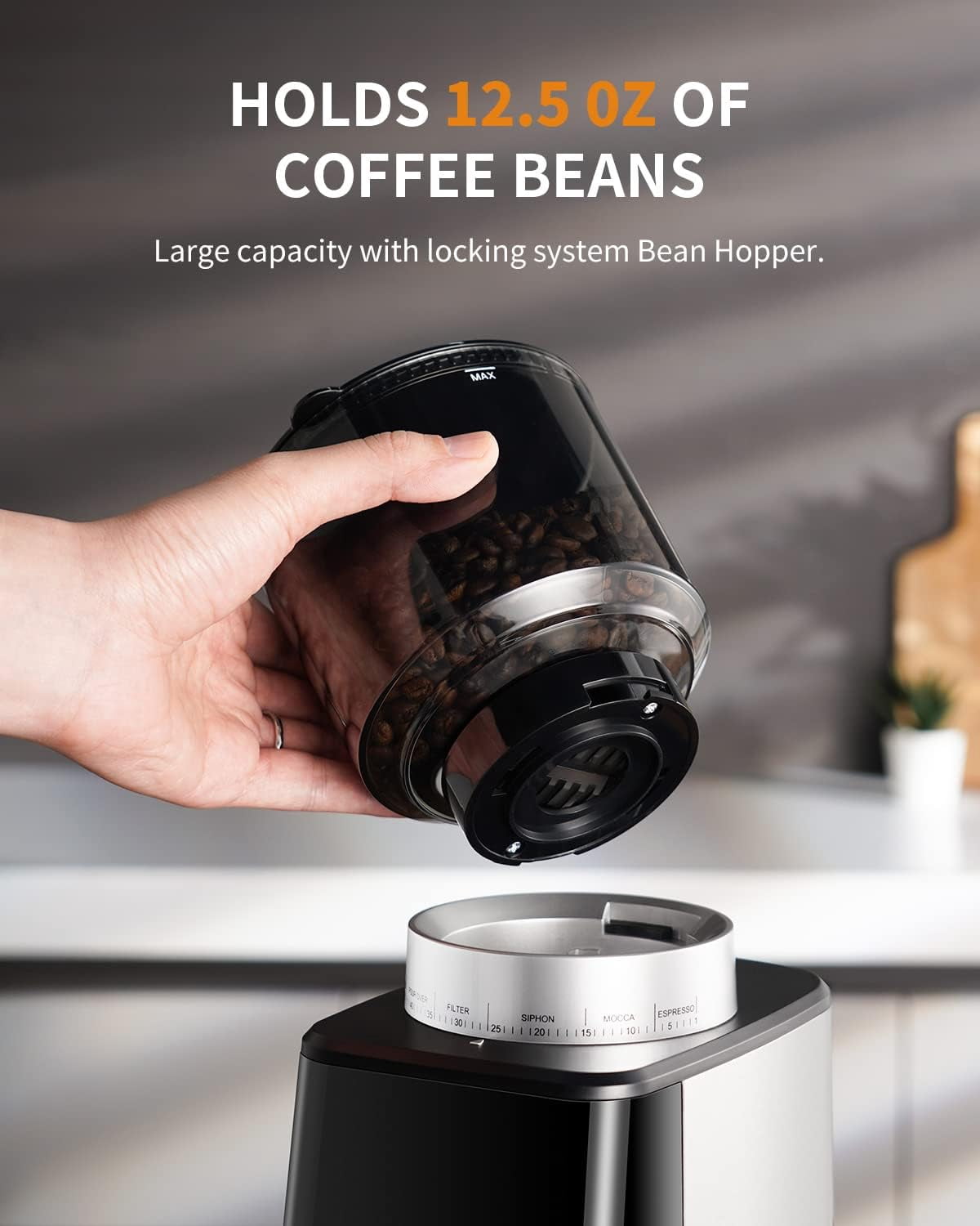 GDOR Conical Burr Espresso Coffee Grinder Electric with Precision Timer 2.0, Touchscreen Adjustable Burr Mill with 51 Precise Settings for Home Use, Anti-static, Stainless Steel