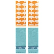 Unique Bargains 4 Pcs Soft Geometric and Leaves Hand Towel Set 13" x 29" Orange/Lake Blue
