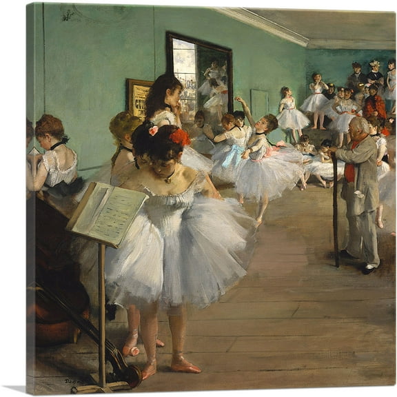ARTCANVAS The Dance Class 1874 Canvas Art Print by Edgar Degas - Size: 18" x 18" (0.75" Deep)