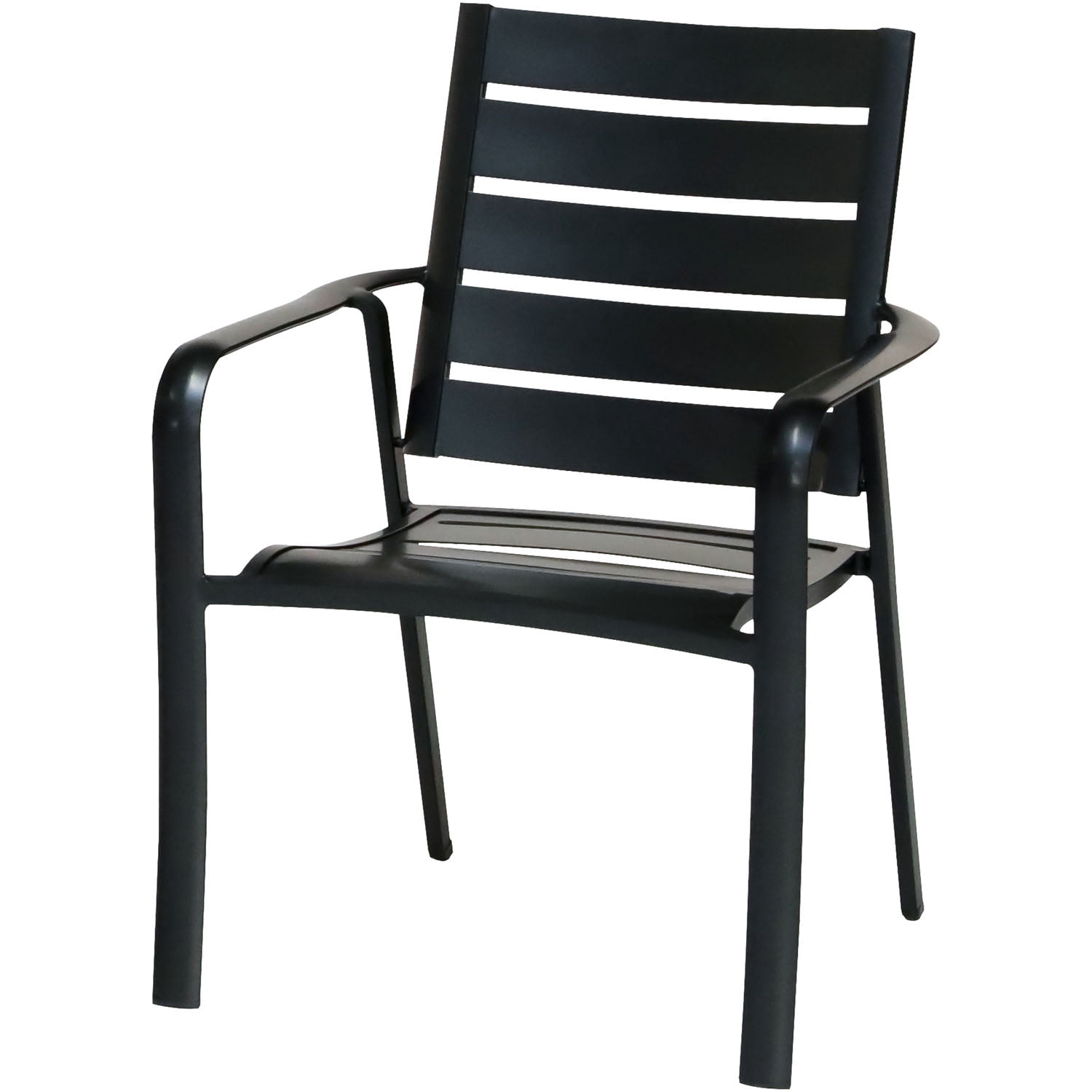 Hanover Cortino 5-Piece Commercial-Grade Patio Dining Set with 4 Aluminum Slat-Back Dining Chairs and a 38" Slat-Top Table
