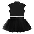 thumbnail image 4 of Alvivi Kids Girls Shiny Ballet Dance Outfits Gymnastic Shirt Crop Top and Tutu Skirt Bllerina Costume Black 8, 4 of 7