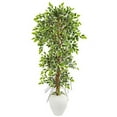 thumbnail image 1 of Nearly Natural 9407 5.5 in. Elegant Ficus Artificial Tree in White Planter, 1 of 1