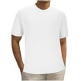 thumbnail image 1 of pstuiky camisetas de hombre, Camiseta de verano para hombre, de punto, con cuello redondo, color liso, manga corta, informal, a la moda ropa de hombre xxxl, 1 of 5