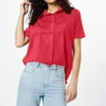 thumbnail image 2 of Afdoent Blouses For Women Solid Color Casual Short Sleeve Shirt Stylish Comfortable Fit Fashion, 2 of 5