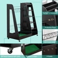 thumbnail image 4 of HUJHKIO Golf Bag Storage Organizer for Garage, Premium Wooden Golf Bags Rack with Wheels, Easy Assemble Golf Club Stand/Holder Suitable for Garage Home Simulator and Office, Black, 4 of 7