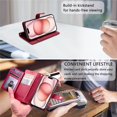thumbnail image 5 of Wallet Case for Samsung Galaxy S24 Ultra 5G 6.8-inch, Litchi Leather Flip Zipper Purse Cover with Card Holder, Detachable Wristlet, Kickstand Shockproof Protective Phone Case,Red, 5 of 9