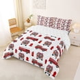 thumbnail image 2 of Erosebridal Cartoon Fire Engine Full Size Comforter Sets, Truck Theme Bedding Sets for Boys, Red White, Reversible, 1 Comforter and 2 Pillowcases, 2 of 6