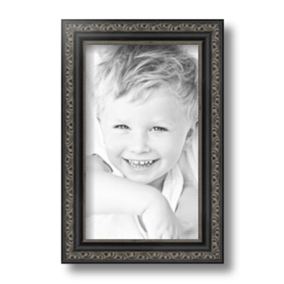 ArtToFrames 6x10 inch Antique Black Picture Frame, Black 6" x 10" Wood Poster Frame (WOM-5106) 1234