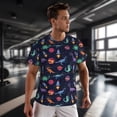 thumbnail image 3 of Wukai Space Dinosaur Print Men's Short-Sleeved Mesh T-Shirt,Quick-Dry Short Sleeve Workout T-Shirt-4X-Large, 3 of 8