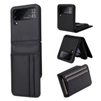SaniMore for Samsung Galaxy Z Flip 4 (6.7" 2022) Case, PU Leather Hinge Protection Card Slot Wear-resistant Slim Lightweight Shockproof Anti-fall Shell for Samsung Galaxy Z Flip 4, Black