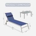 thumbnail image 2 of 3PCS Patio Chaise Lounge Chair Sets with Side Table, Textilene Reclining Chair w/ Adjustable Backrest, 2 Wheels and Aluminum Frame, Outdoor Recliners for Poolside Beach Balcony (Navy Blue), 2 of 6