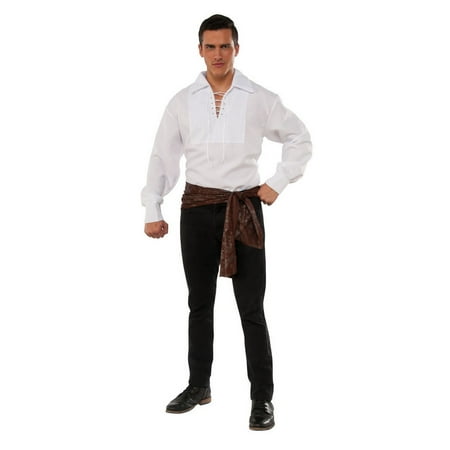 Halloween White Lace Up Adult Pirate Shirt