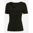 thumbnail image 2 of Long Sleeve Shirts for Women Basic Casual V Neck Tops Ribbed Slim Fitted Blouse, 2 of 5