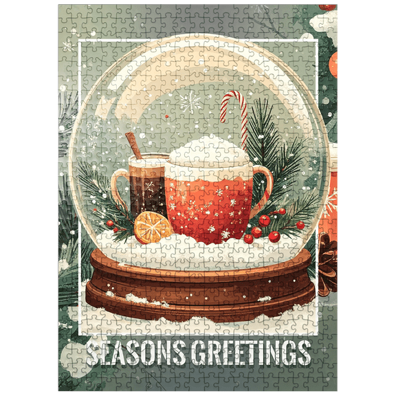 MyPuzzle - Cozy Holiday Cocoa, Christmas Snow Globe - Premium 500 Piece Jigsaw Puzzle for Adults