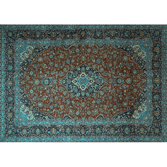 Ahgly Company Indoor Rectangle Medallion Light Blue Traditional Area Rugs, 4' x 6'