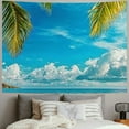 thumbnail image 2 of BCIIG Beach view tapestry, tropical ocean island palm tree seaside tapestry, suitable for living room summer window wall hanging tapestry decoration 40x30inch, 2 of 6