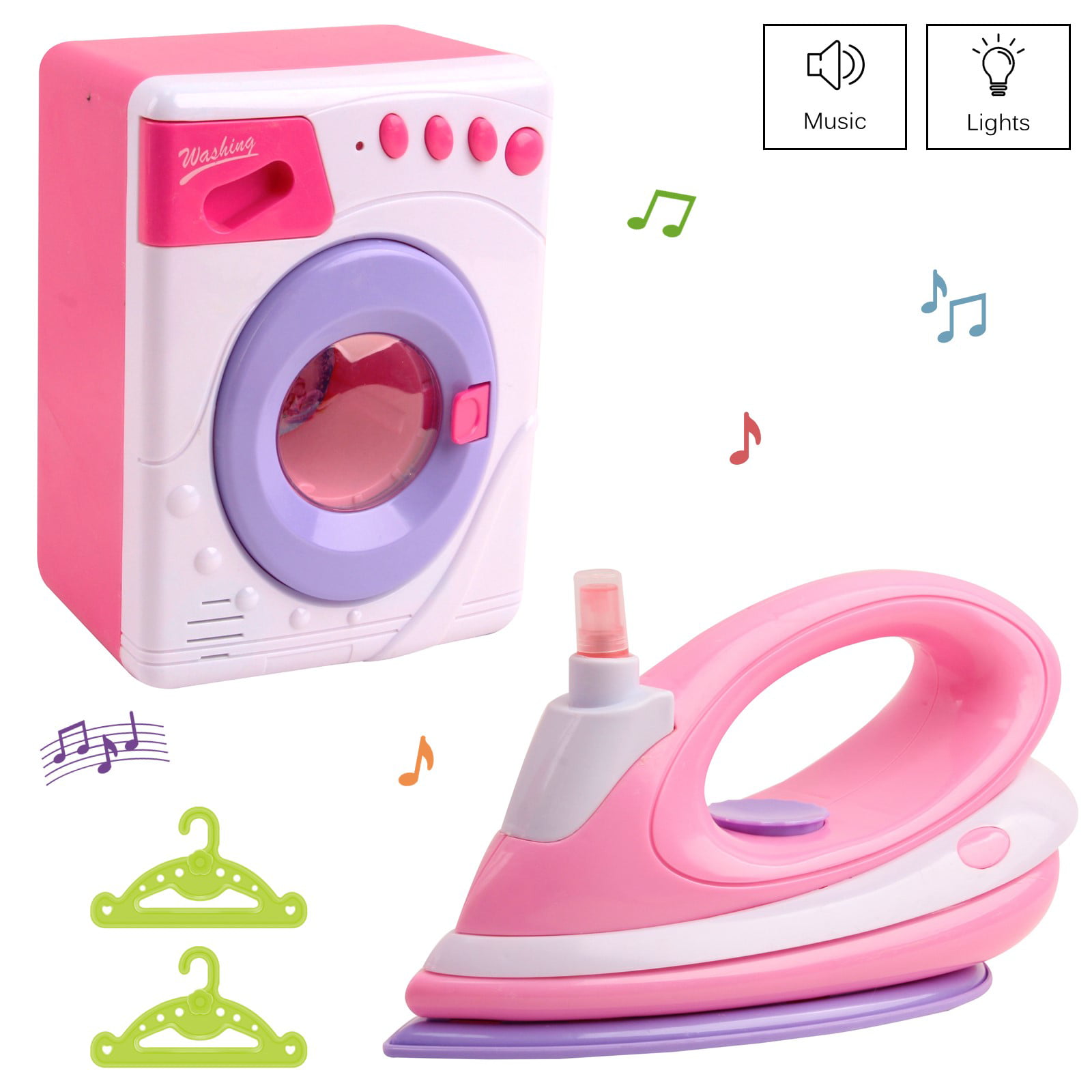COLORTREE Housekeeping Playset Electric Iron& Washing Machine for Kids