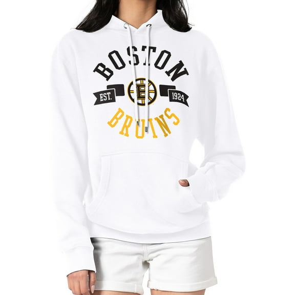 Women's G-III 4Her by Carl Banks White Boston Bruins City Graphic Fleece Pullover Hoodie