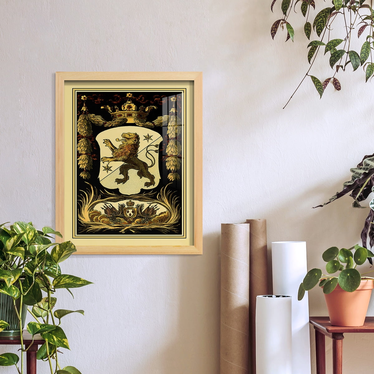 Family Crest III -Framed Print w/glass-Natural Wood