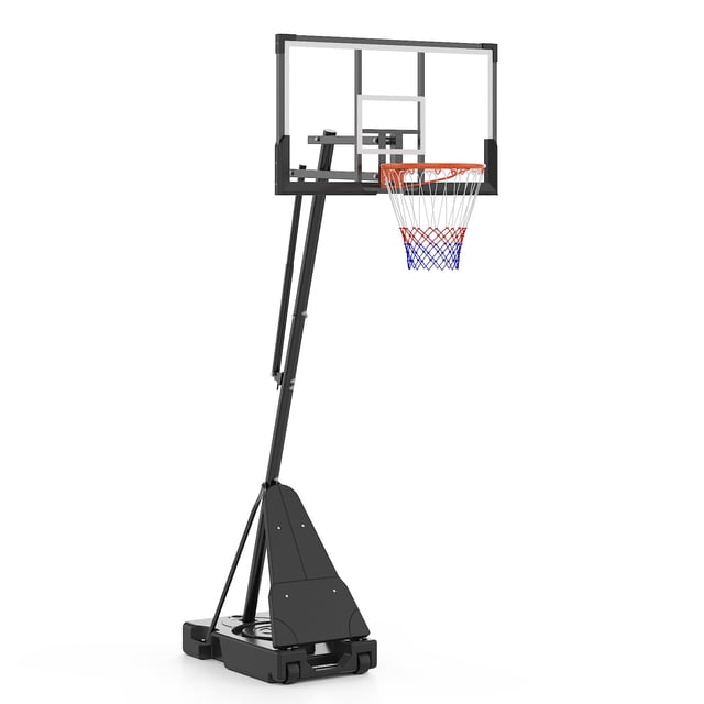 48inch/52inch Portable Basketball Hoop System, Outdoor Shatterproof Backboard, Adjustable 4.9FT to 10FT Adjustable Basketball Goal with Wheels, All-Weather Basketball Stand for Driveway, Backyard