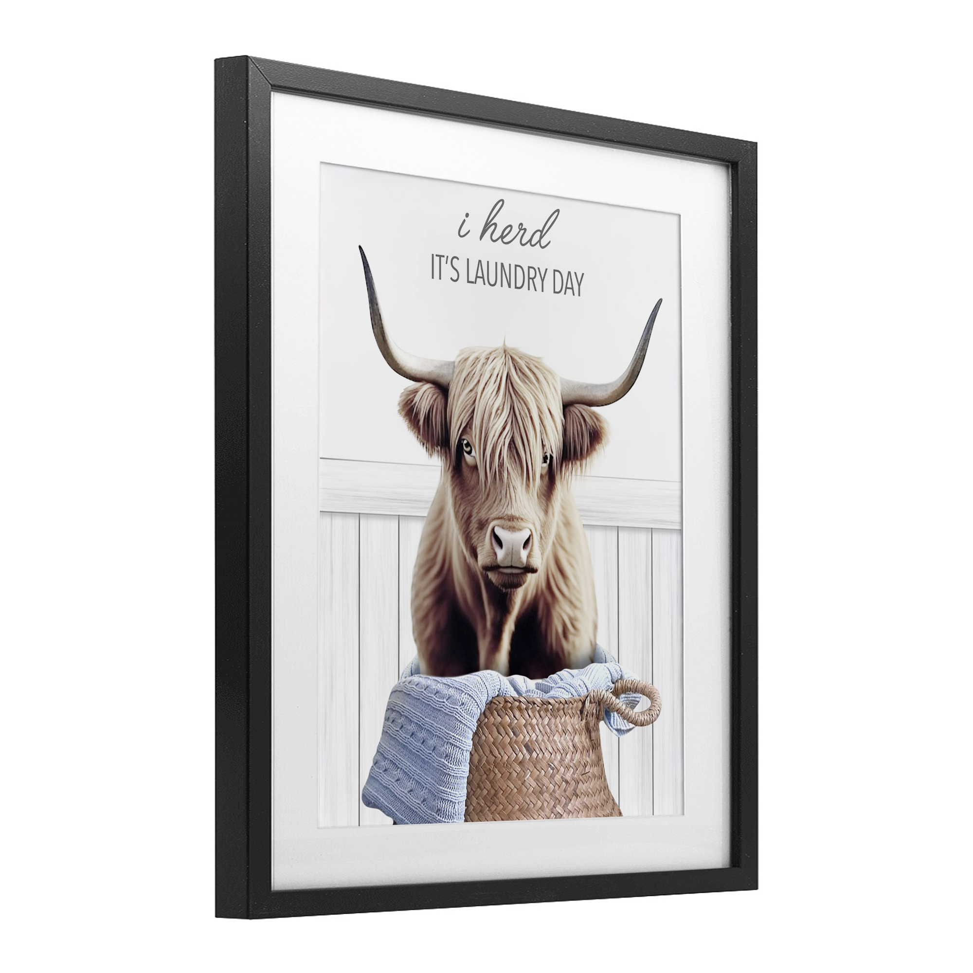 Herd It's Laundry Day Black Framed Print Under Glass, design by Marcus Prime