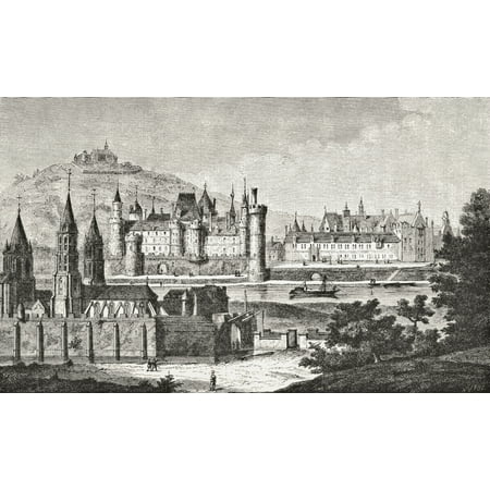 Paris France View Of St Germain Des Pres The Louvre The Petit Bourbon The Seine And Montmartre After An 18Th Century Engraving From Science And Literature In The Middle Ages By Paul Lacroix
