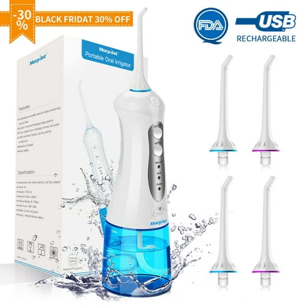 Keentstone 2019 Best Professional Portable Cordless Water Flosser, Rechargeable Portable Water Pick Oral Irrigator For Travel And Home, IPX7 Waterproof, 3-Mode for Braces and