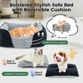 thumbnail image 3 of Washable Dog Bed with Removable Cushion for Medium Small Dogs Easy to Wash Pet Sofa Bed with Side Rectangle Bolster Cat Bed Calming Cuddle Puppy Bed Slip Bottom CM, 3 of 6