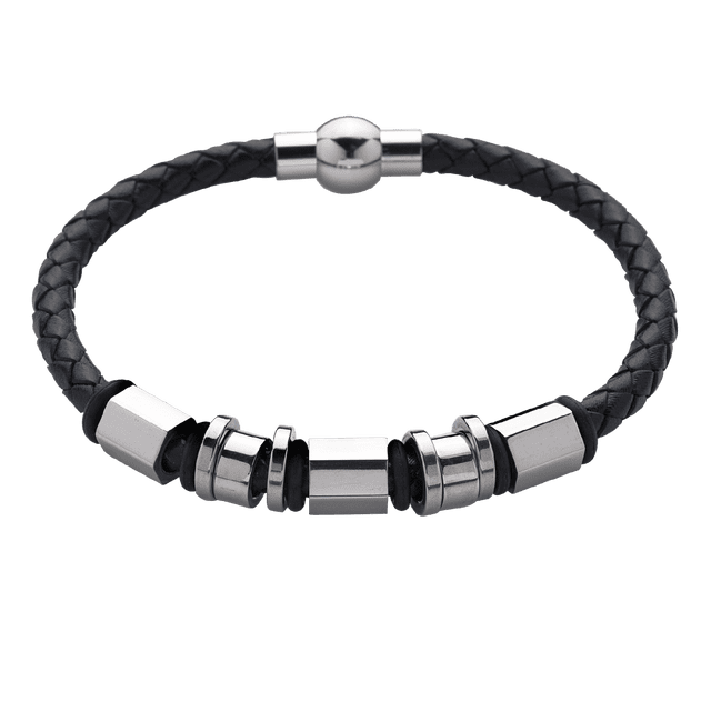 Brazalete LUCKMAN Ryder UNITALLA Piel Vegana y Acero Inoxidable Plateado
